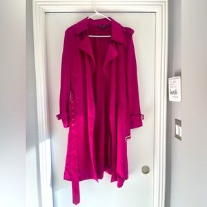 NWT INC International Concepts Metallic Shiny Belted Trench Coat Large